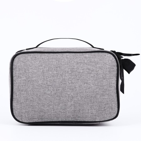 Cosmetic bag with a zipper, with a lining, the color is gray-1