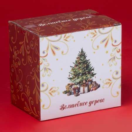 New Year's mug for tea "Magic tree", 300 ml, porcelain, white color-3