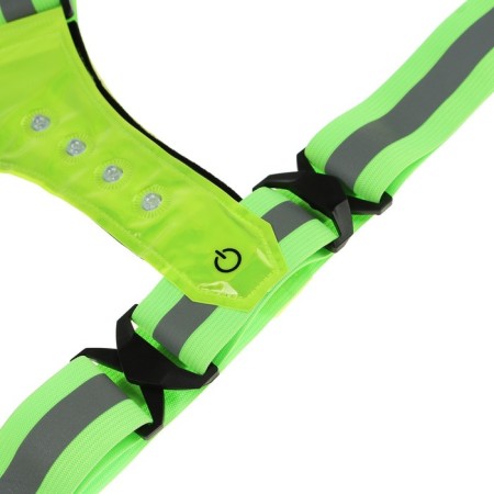 Signal vest, reflecting with adjustable size, light green, LED signal, 4 modes-1