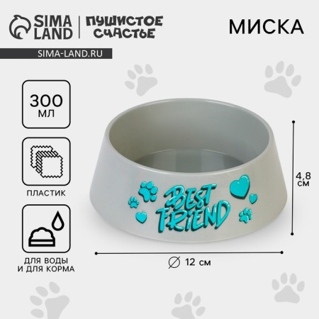 Plastic bowl "Best Friend", gray, 300 ml-1