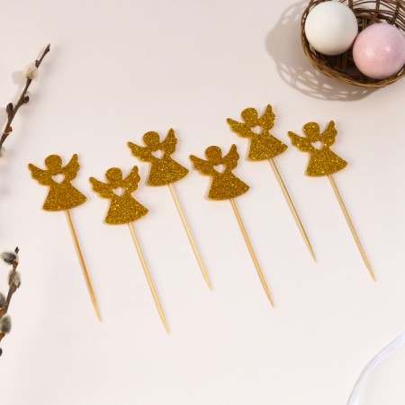 Topper "Angel", gold color, set of 6 pcs.-2
