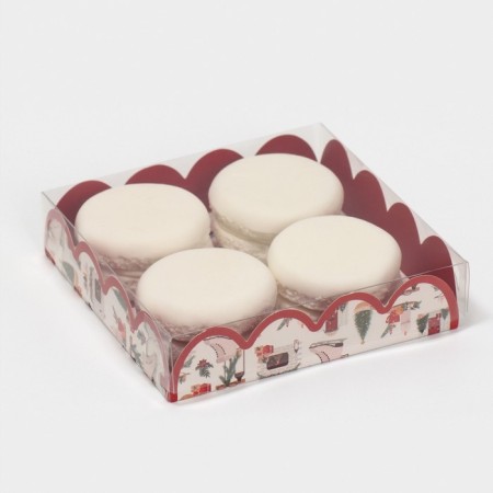 Box for confectionery with PVC lid "Winter Vacations", 13 x 13 x 3 cm, New Year-2