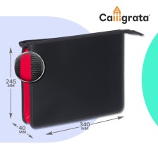 Plastic folder A4, 340 x 245 x 40 mm, lightning from above, plastic, calligrata top, black/fuchsia