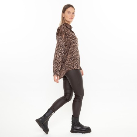 Female blouse, coffee color, zebra print, rn 54-4