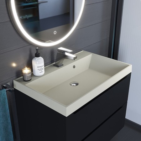 Sink uperwood Classic quartz 70 cm, quartz, beige matte, linen-2