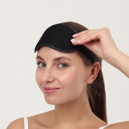 Sleep mask "perforation", 18 × 9 cm, elastic band is single, black color-4