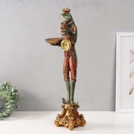 Polystone candlestick with a clock "Frog in the crown" 17x14.5x57.5 cm-3