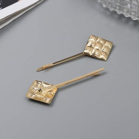 Invisibility for hair "Bente" (set 2 pcs) squares, 5 cm, gold-1