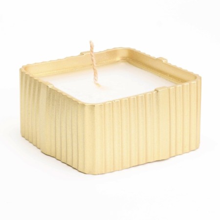 Candle "Square" in a candlestick with narrow faces of gypsum, 7.5x3.5cm, gold-2