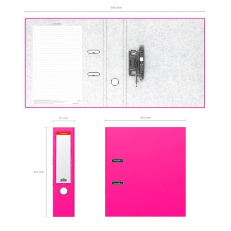 A4 registrar A4, 70mm Neon, collected, pink, plastic pocket, cardboard 2mm, capacity of 450 sheets-2