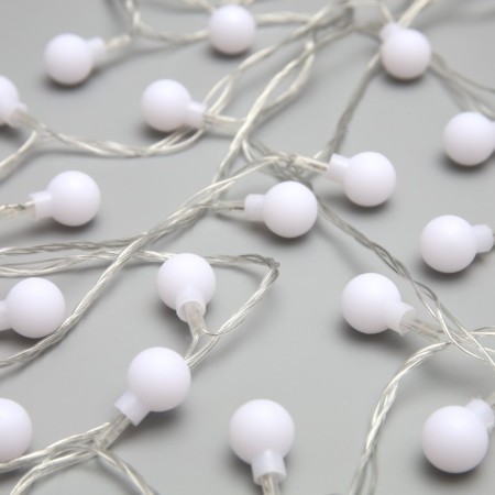 Garland “thread” 5 m with nozzles “White Balls”, IP20, transparent thread, 30 LED, white glow, 8 modes, 220 V-1