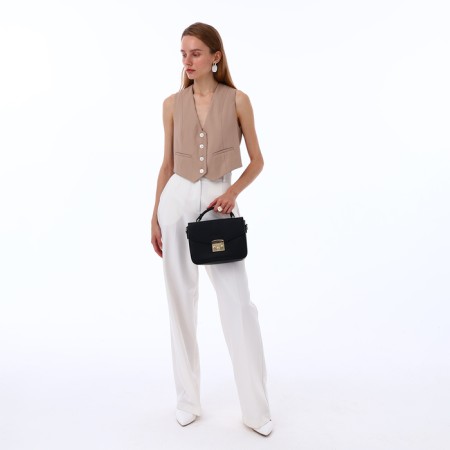 Women's bag on the valve, Textura, small size, black color-13