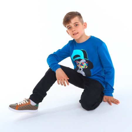 Sweatshirt for a boy, blue color, height 152 cm-3