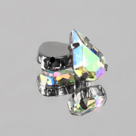 Rhound rhinestones “drop”, in a frame, with holography, 8 × 13 mm, 20 pcs-3