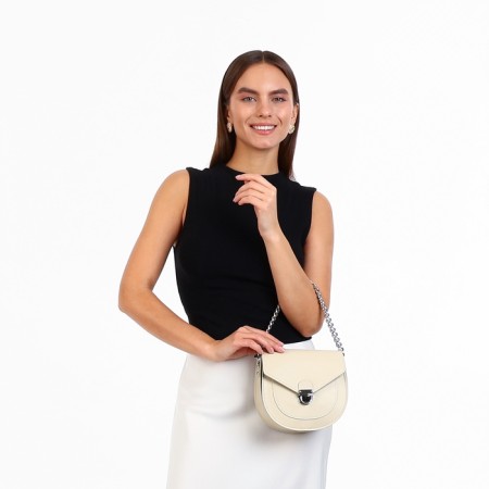 Women's bag Textura, messenger, small size, beige color-9