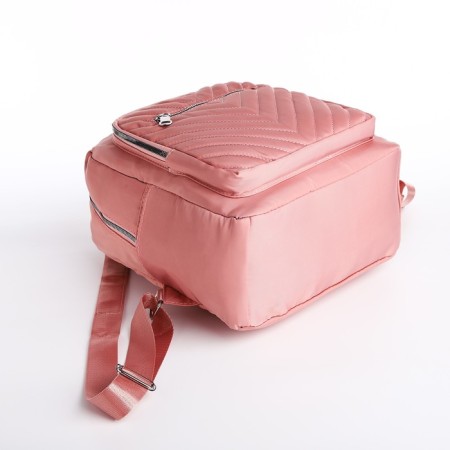 City backpack of textiles on lightning, 2 outer pockets, pink color-2