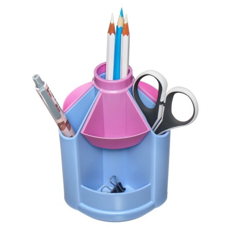 Organizer stand for the office rotating, Erichkrause Mini Desk, Pastel Bloom, Blue-3