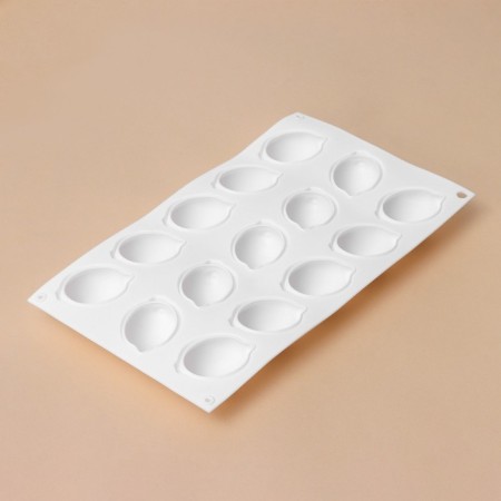 Form for mousse desserts and baking konfinetta “lemons”, silicone, 29 × 17 × 3 cm, 15 cells (5.5 × 4 cm), white color-4