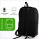 Young backpack from textiles with a zipper, waterproof, 2 pockets, black/green color