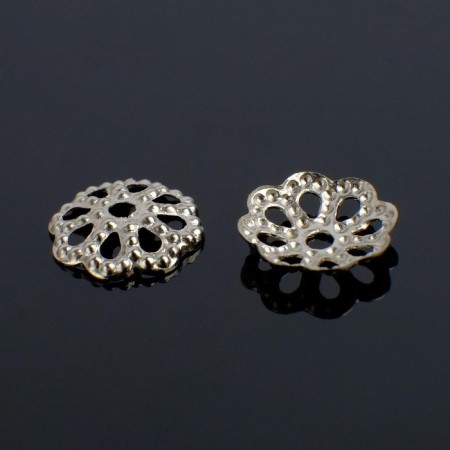 Hats for beads (set of 100 pcs.) SM-005, 1.2 × 7 mm, silver color