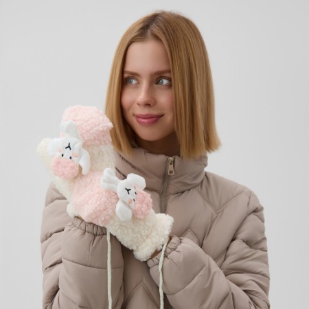 Mittens teenage minku lamb two -tone 24 cm pink color