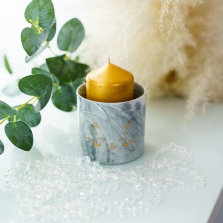Ceramic pot with embossing, Kotik Kashpo, 8 x 7.5 cm-3