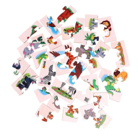 Figure puzzles made of wood "Wild animals" 10 puzzles in a set-2