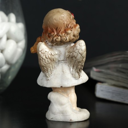 Polystone souvenir "Angel-girl with puffy cheeks with a bear" 9x3.5x3.5 cm-2