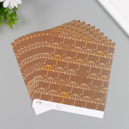Scrapbooking paper "Umbrella" density 180 grams set 10 pcs 15.5x17 cm-1