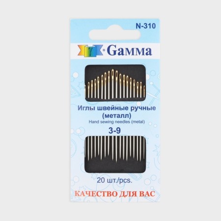 Sewing needles No. 3-9, d = 0.61 / 0.71 / 0.76 / 0.84 mm, 3.6 / 3.9 / 4 / 4.2 cm, with a golden ear, 20 pcs-2