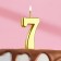 Candle in a cake on a skewer, number 7, gold, 4.5x2.5 cm