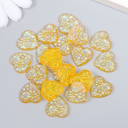 Decor for creativity Plastic "Heart" holography orange set 20 pcs 1.6x1.6 cm-2