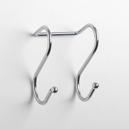 Double railing hook, d = 2.5 cm, 6 cm, chromium color