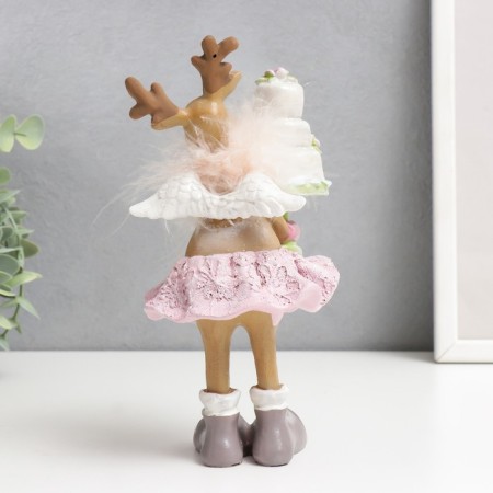 Souvenir Polystone "Olenikha in a pink skirt with a cake" 9.5x10x19.5 cm-2