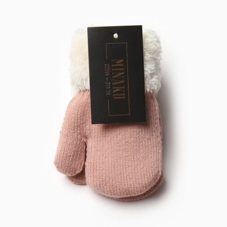 Baby mittens for claim Minaku with a lapel of 15 cm pink-3