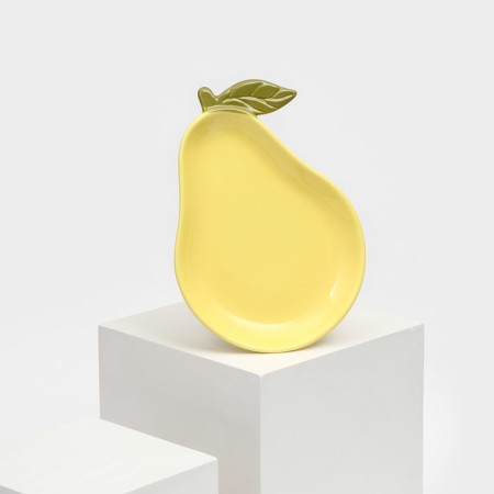 Ceramic “pear” plate, flat, yellow, 22.5 cm, 1 variety, Iran