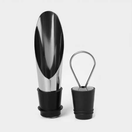 Set for wine in the case of the valve "Bottle", 5 objects: traffic jam, ring, drip, corkscrew, knife for cutting foil-11