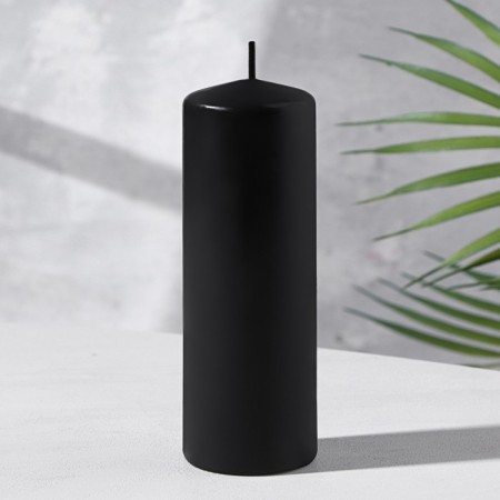 Candle - cylinder, 5x15 cm, black lacquered, 14 hours
