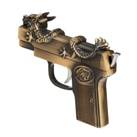 Gas lighter "Pistol with a dragon", with a laser, Piezo, 1.8 x 7.2 x 9.5 cm-3