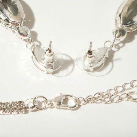 Set 2 objects: earrings, necklace "flowering", rainbow-white color in silver, 40 cm-1