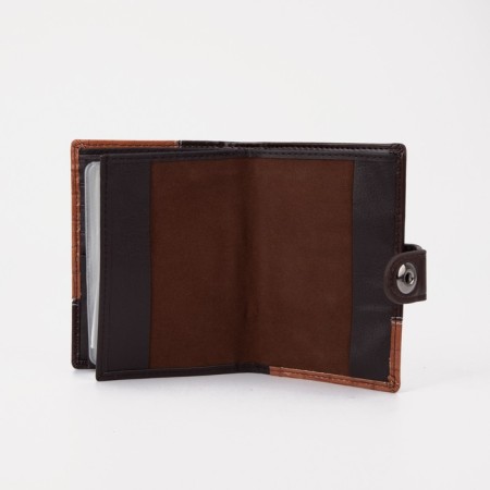 Male purse on the button, 3 in 1, for auto documents, passports, bills, pockets for cards, for coins, brown color-4