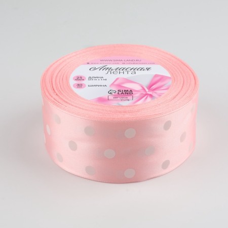 Satin ribbon "Golshek", 40 mm × 23 ± 1 m, pink color No. 004-1