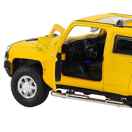 Metal machine Hummer h3 1:32 Color yellow inertia, light and sound effects, doors open-7