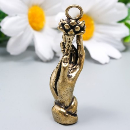 Souvenir brass "Hand with lotus" 4.5x1.5 cm-2