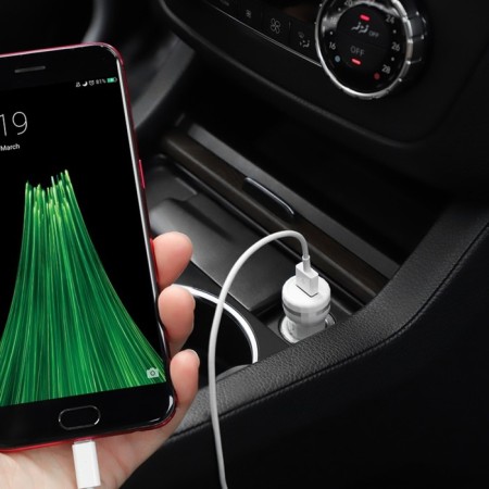 Hoco Z27A car charger, 1 USB, 18 watts, 3 A, white-9