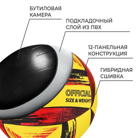 Volleyball ball Torres Resist, V321305, PU, ​​hybrid stitch, 12 panels, p. 5-2
