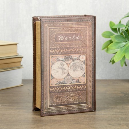 Safe-book wood to the leatherette "Cartography" 17x11x5 cm-4