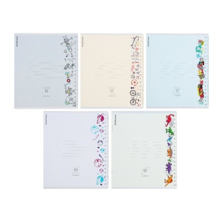 Notebook of 12 sheets in the Erichkrause "Ruler Hobby" line, cover coated cardboard, offset block, mix