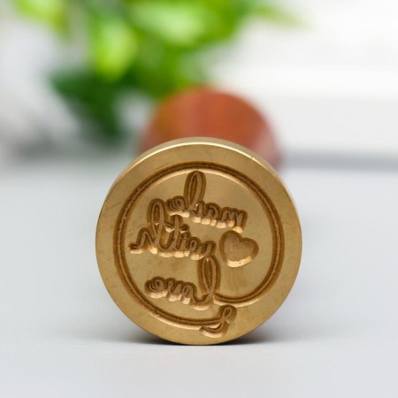Printing for wax with a wooden handle "Made with Love" 9x2.5x2.5 cm-1