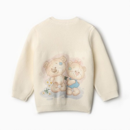 Knitted costume (jumper, trousers), beige color, height 80-3